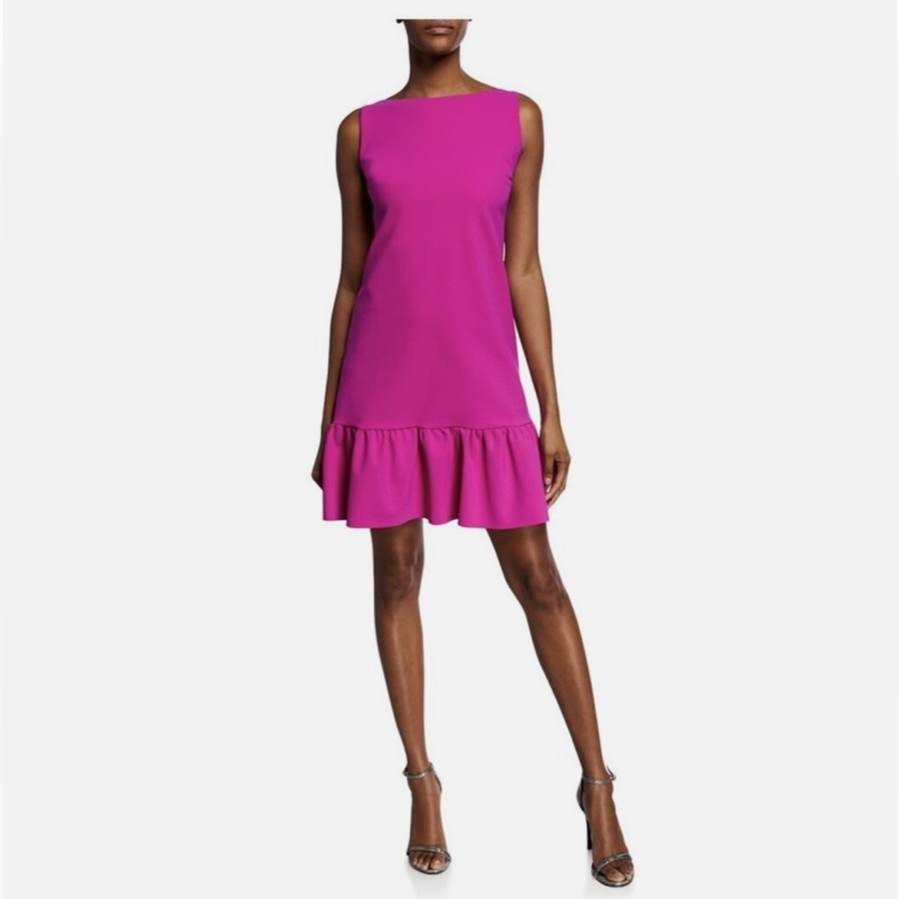 CHIARA BONI LA PETITE ROBE Sleeveless Ruffle-Hem Pink Dress - Retail Price $650
